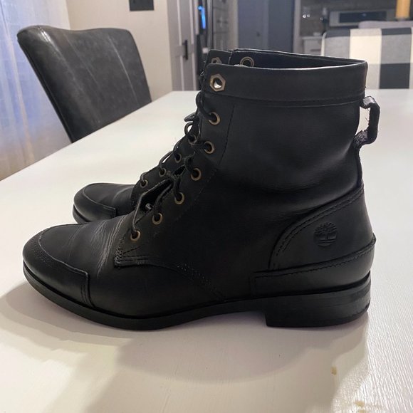 Vintage Timberland Somers Falls Black Leather Ankle Boots Women's Size‎ 6.5 - Picture 2 of 12